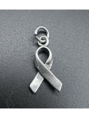 Vintage Sterling Silver Charm Pendant Awareness Ribbon